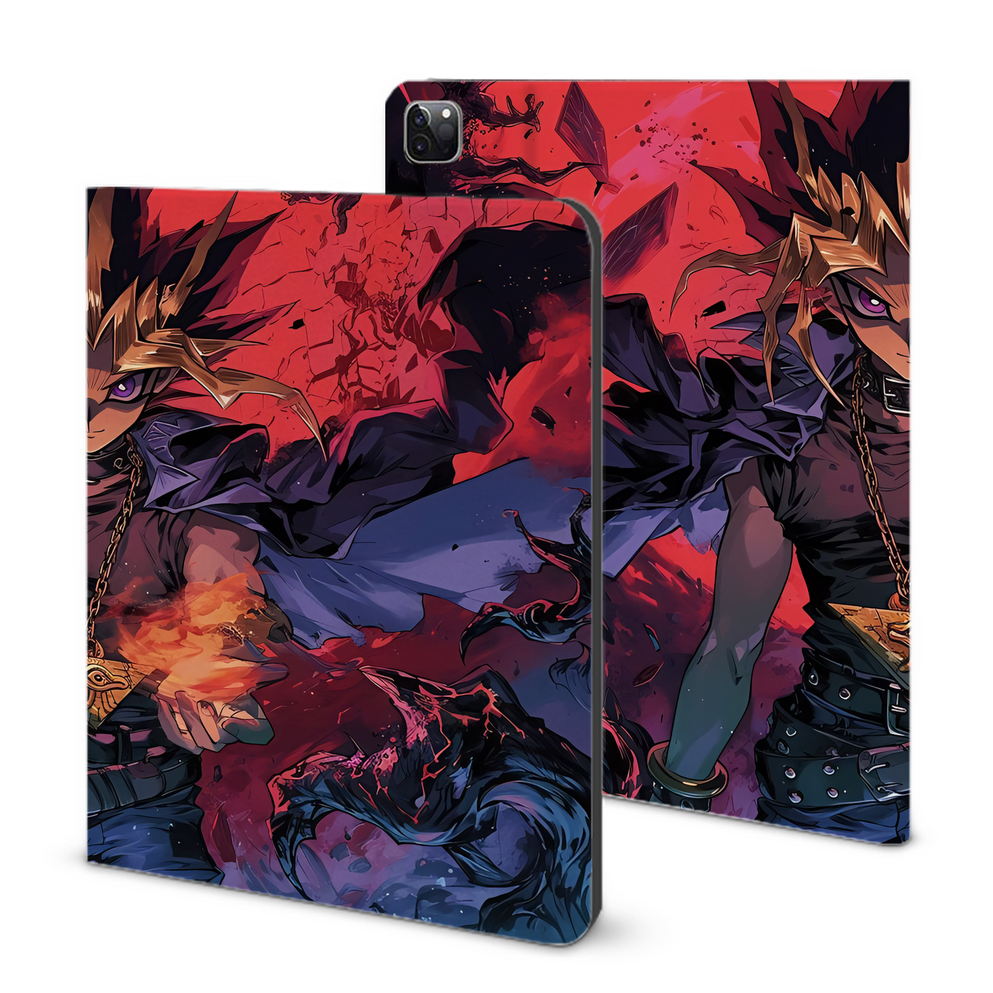 （画像用） 遊☆戯☆王 Yu-Gi-Oh! IPad ケース ブック型 PUレザー TPU 耐衝撃 軽量 薄型 ペン収納なし 全面保護 IPad 各モデル対応